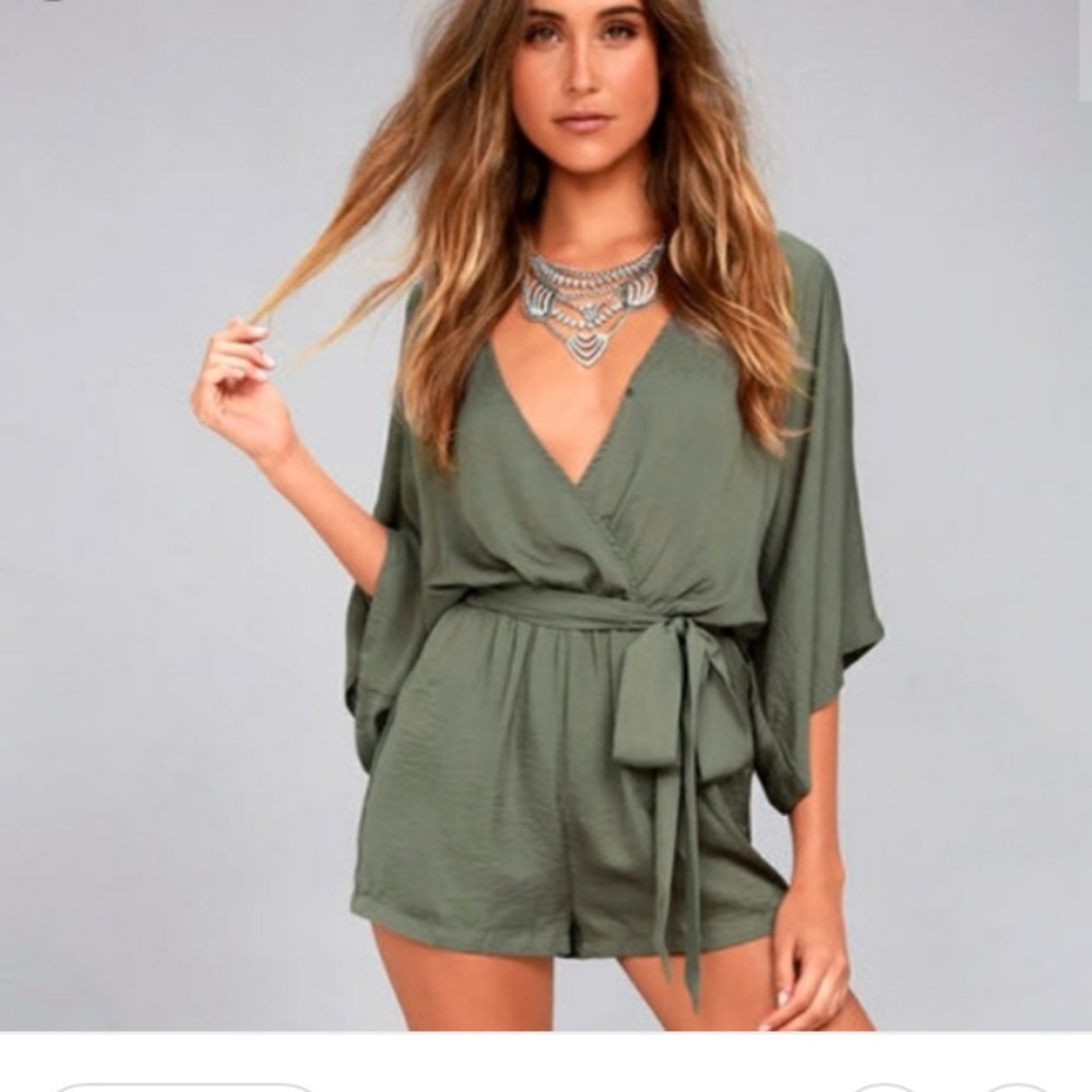 Lulus green silky romper